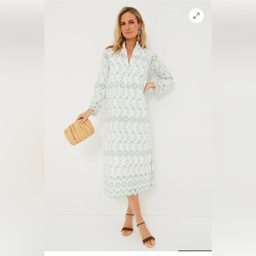 NWT. TUCKERNUCK Sail To Sable X Sarah & Molly Gasparilla Green Eyelet Caftan